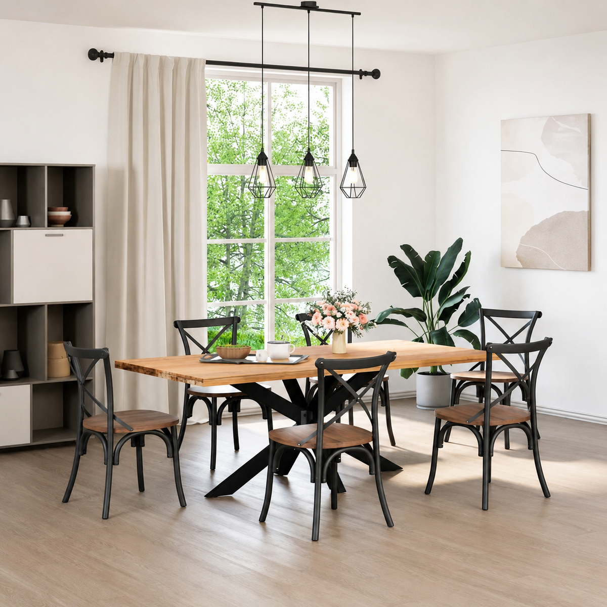 Pied de table Araignée en acier noir – 150 × 78 × 72 cm