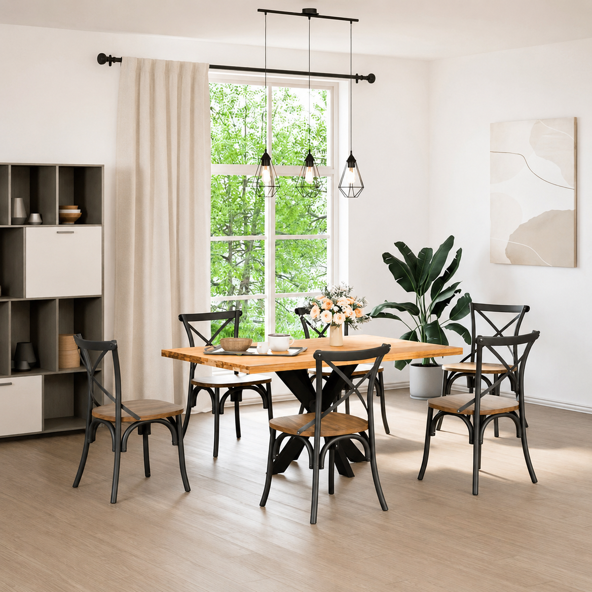 Pied de table Araignée en acier noir – 85 × 85 × 72 cm