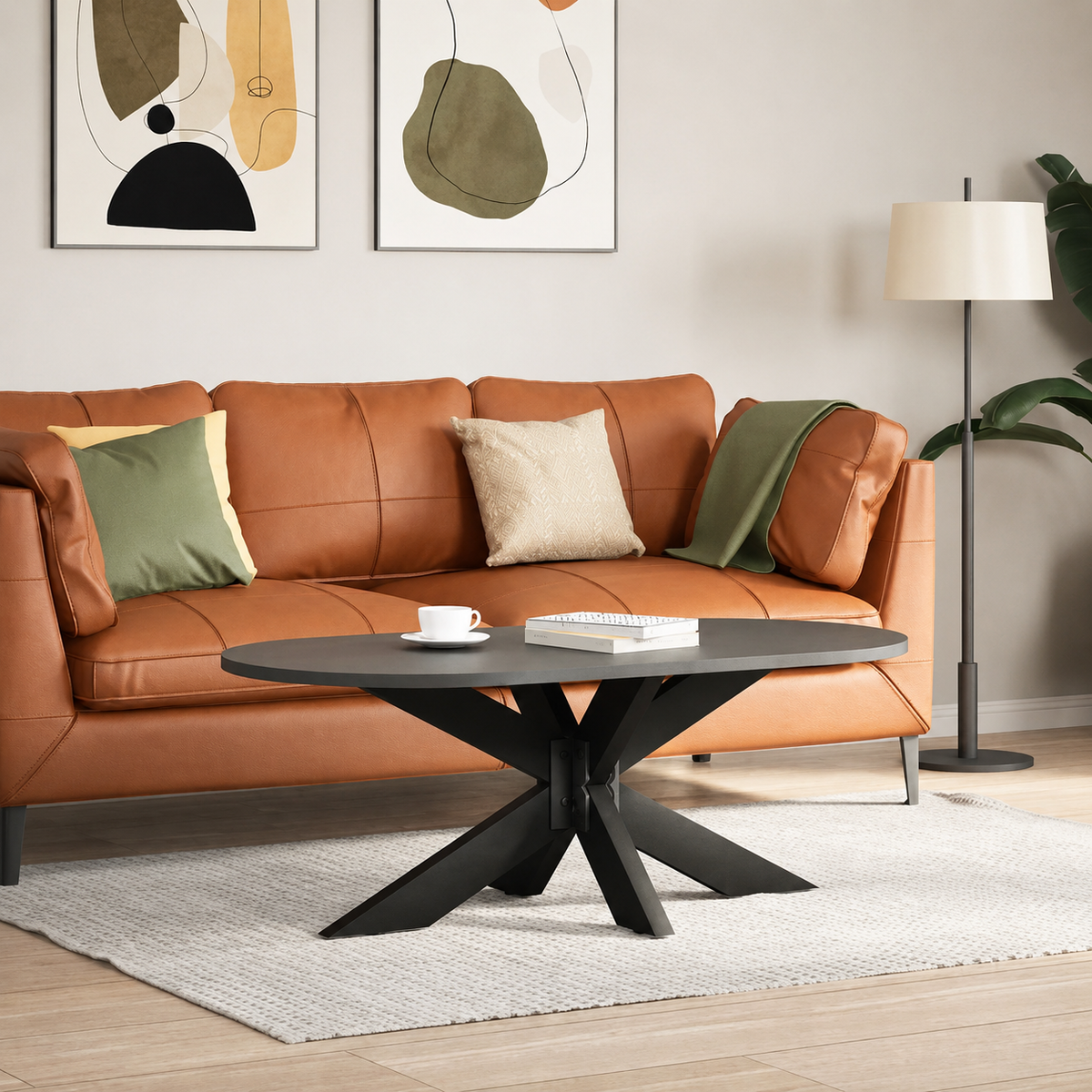 Pied de table basse Araignée en acier noir – 98 × 58 × 42 cm