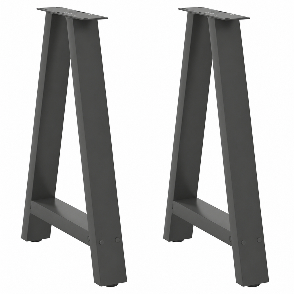 Pieds de table à manger en A en acier anthracite, lot de 2, 50 × 72 cm, vue de face