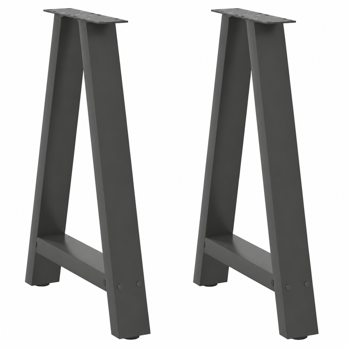 Pieds de table à manger en A en acier anthracite, lot de 2, 50 × 72 cm, vue de face