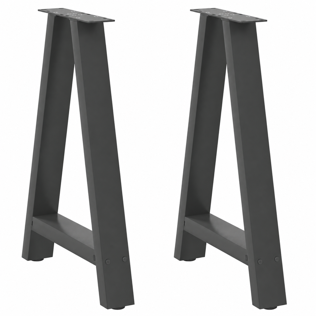 Pieds de table à manger en A en acier anthracite, lot de 2, 60 × 72 cm, vue de face