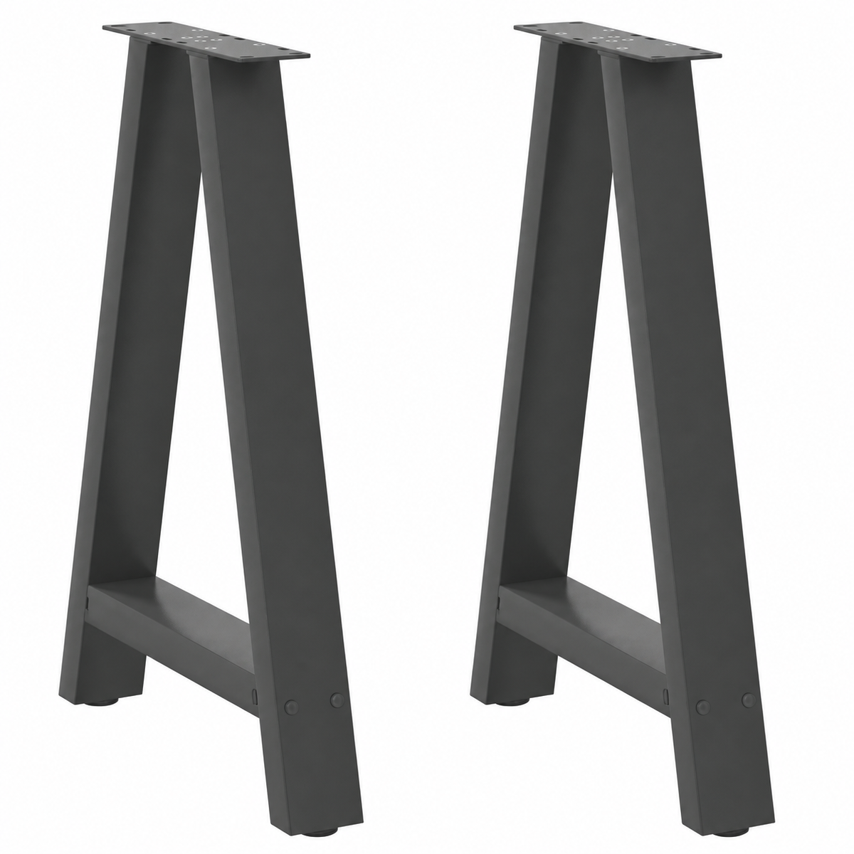 Pieds de table à manger en A en acier anthracite, lot de 2, 60 × 72 cm, vue de face