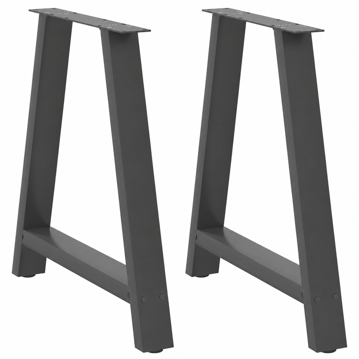 Pieds de table à manger en A en acier anthracite, lot de 2, 70 × 72 cm, vue de face