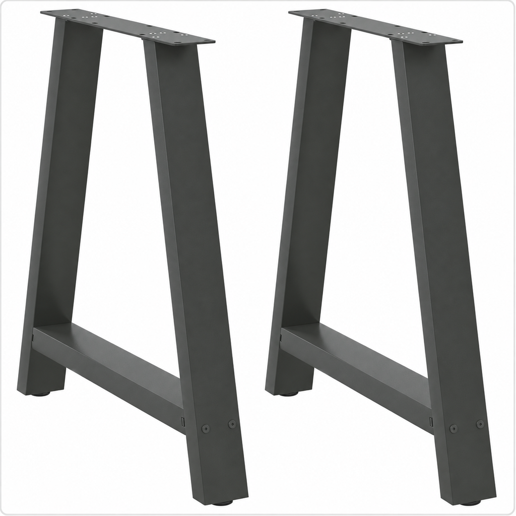 Pieds de table à manger en A en acier anthracite, lot de 2, 80 × 72 cm, vue de face