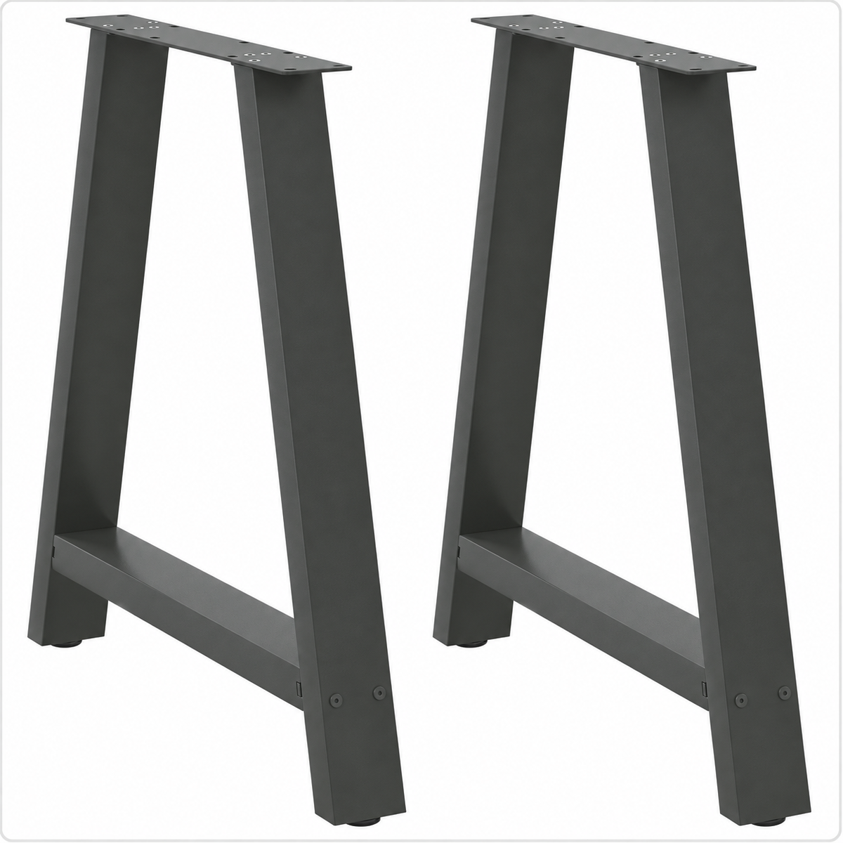 Pieds de table à manger en A en acier anthracite, lot de 2, 80 × 72 cm, vue de face