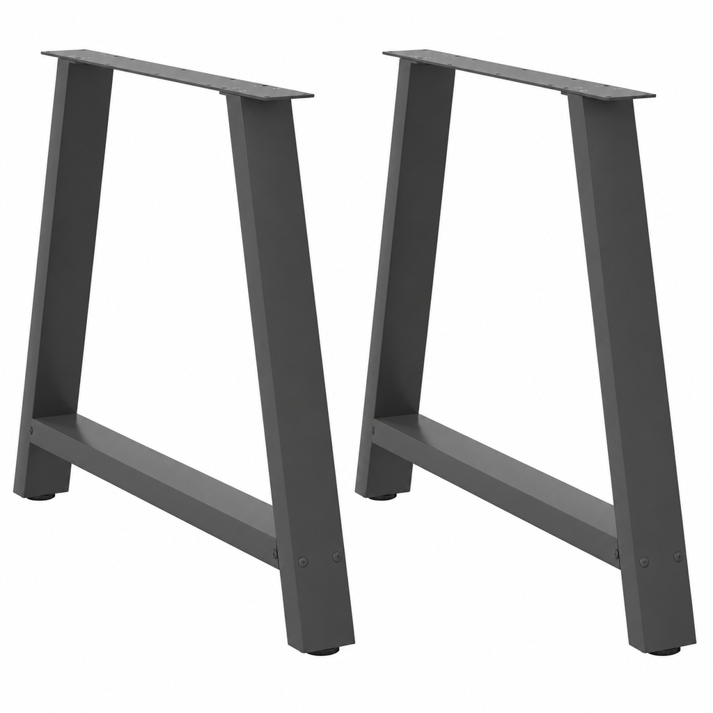 Pieds de table à manger en A en acier anthracite, lot de 2, 90 × 72 cm, vue de face