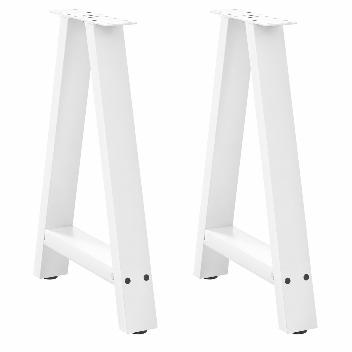 Pieds de table à manger en A en acier blanc, lot de 2, 50 × 72 cm, vue de face
