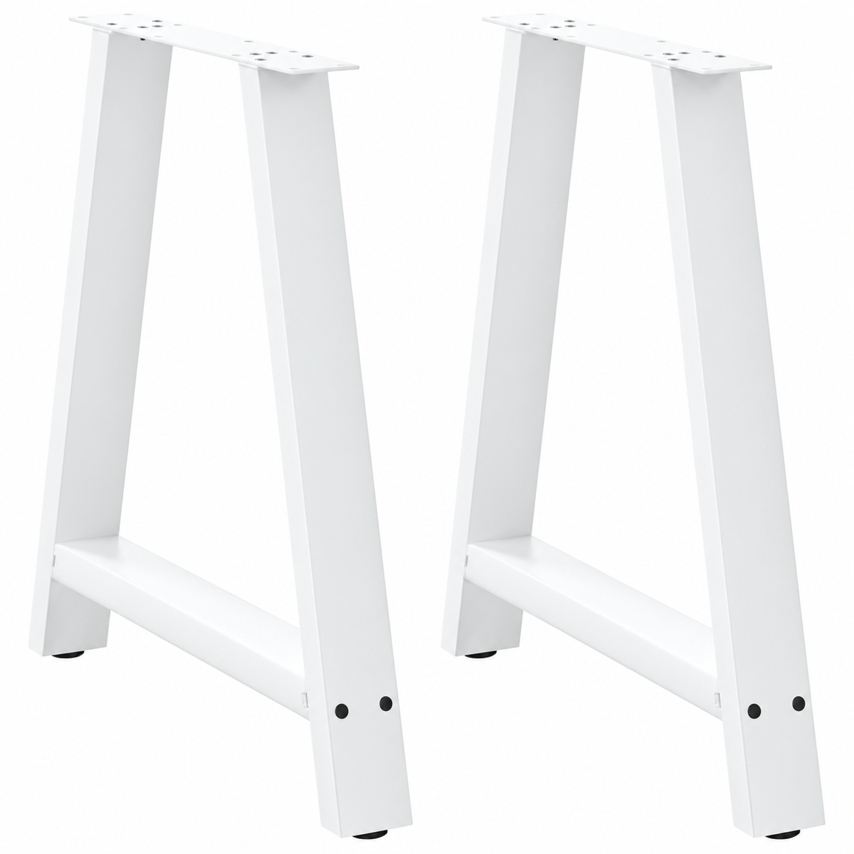 Pieds de table à manger en A en acier blanc, lot de 2, 70 × 72 cm, vue de face