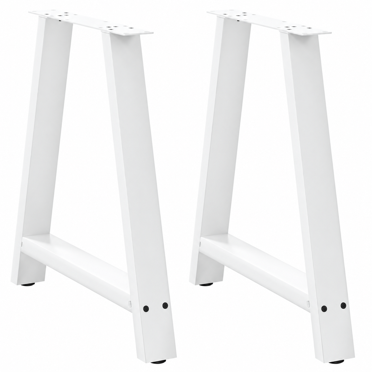 Pieds de table à manger en A en acier blanc, lot de 2, 80 × 72 cm, vue de face
