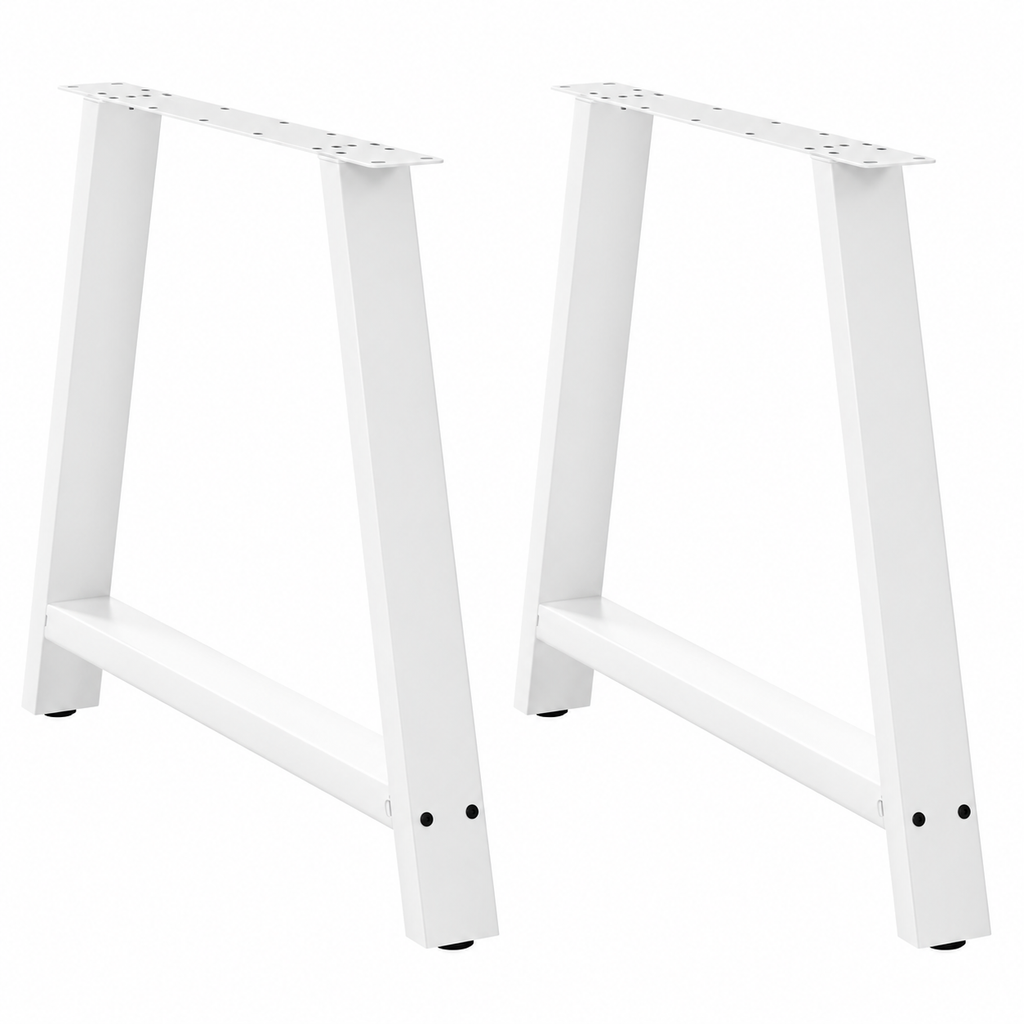 Pieds de table à manger en A en acier blanc, lot de 2, 90 × 72 cm, vue de face