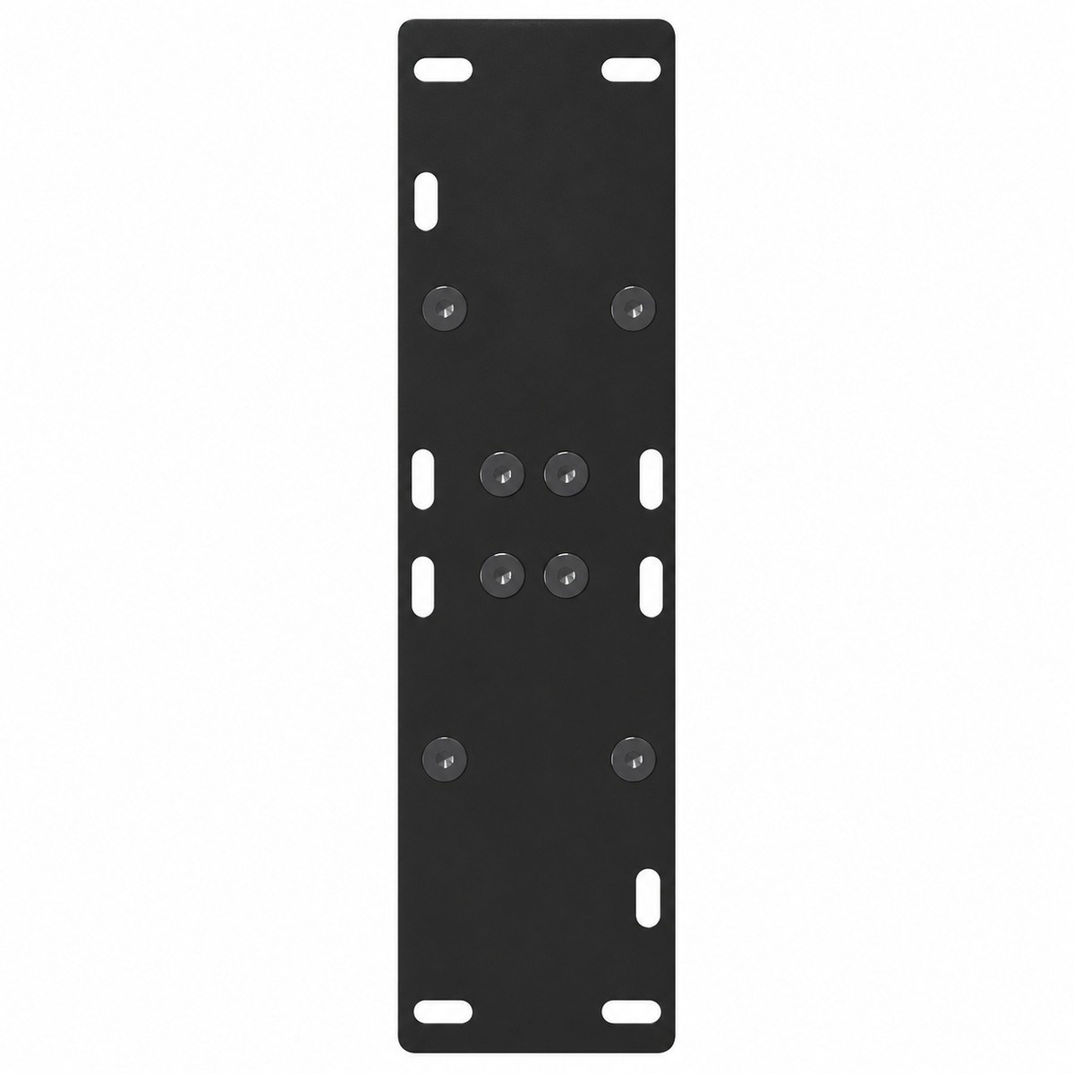 Plaque de fixation pré-percée des pieds de table à manger en A en acier noir, 50 × 72 cm, vue de dessus