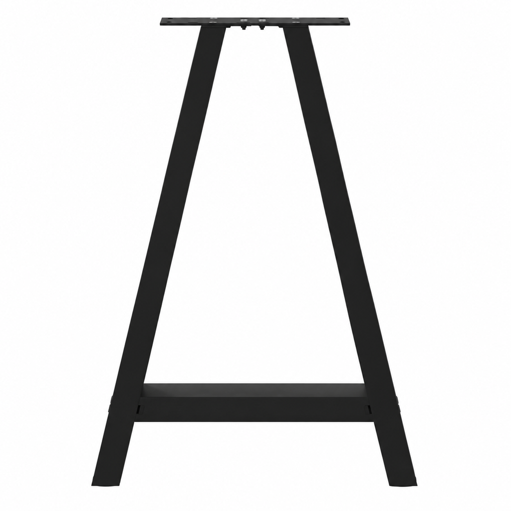 Pieds de table à manger en A en acier noir, lot de 2, 50 × 72 cm, un pied, vue de face