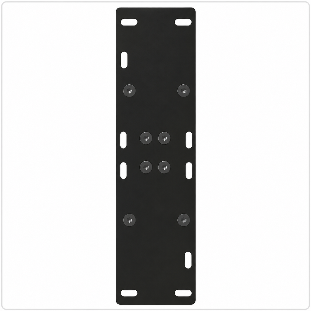 Plaque de fixation pré-percée des pieds de table à manger en A en acier noir, 60 × 72 cm, vue de dessus
