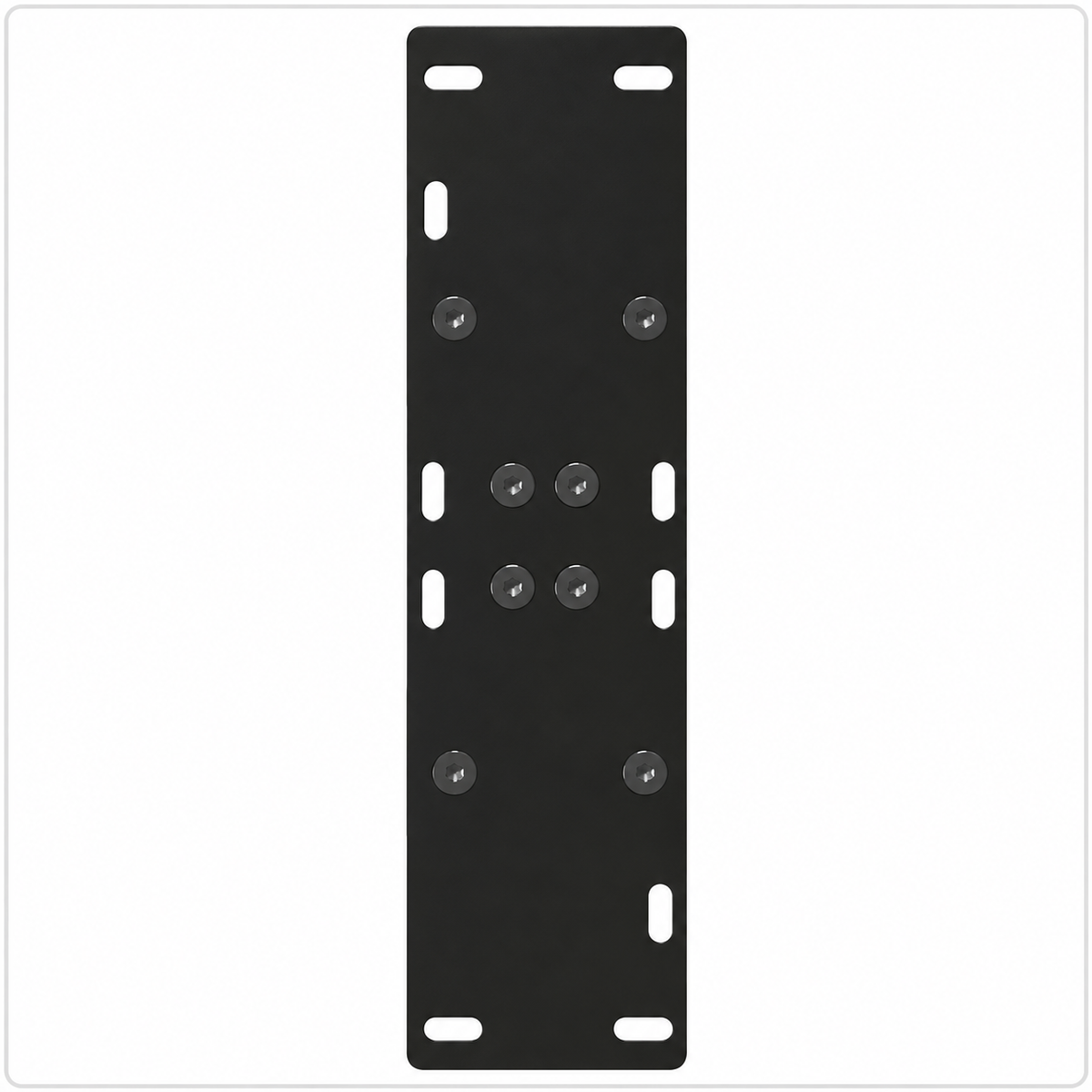Plaque de fixation pré-percée des pieds de table à manger en A en acier noir, 60 × 72 cm, vue de dessus