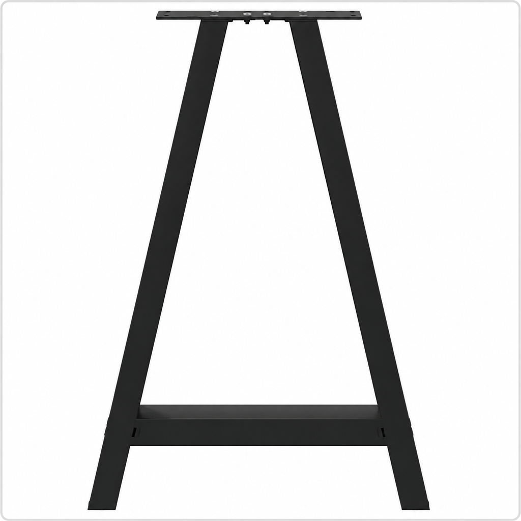 Pieds de table à manger en A en acier noir, lot de 2, 60 × 72 cm, un pied, vue de face