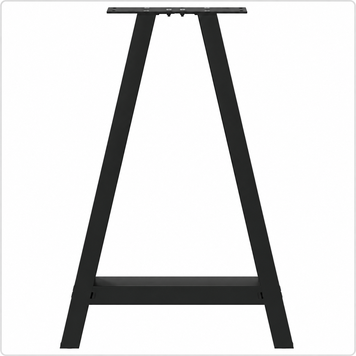 Pieds de table à manger en A en acier noir, lot de 2, 60 × 72 cm, un pied, vue de face