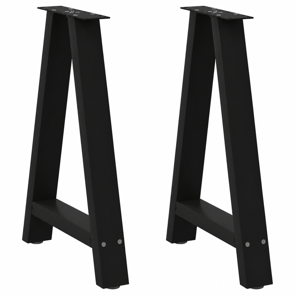 Pieds de table à manger en A en acier noir, lot de 2, 60 × 72 cm, vue de face