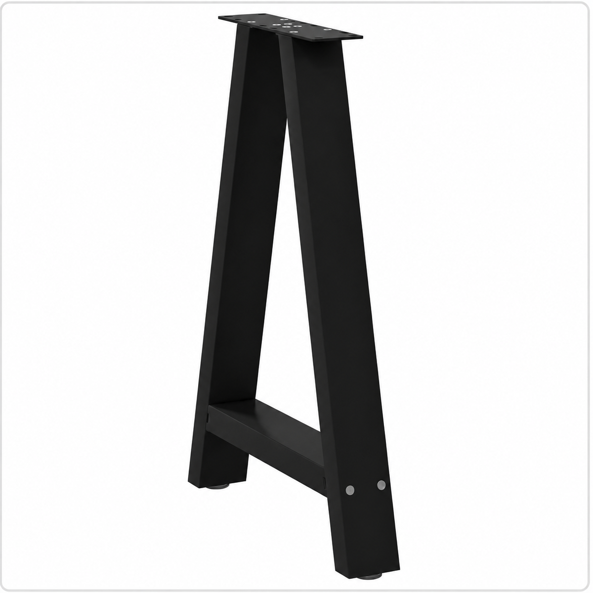 Pieds de table à manger en A en acier noir, lot de 2, 60 × 72 cm, vue de trois quarts