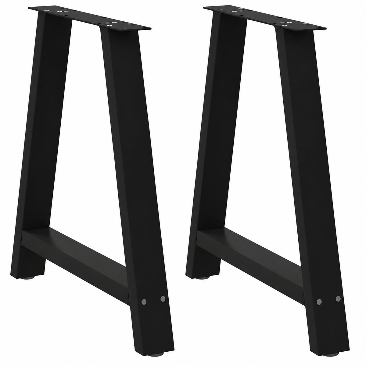 Pieds de table à manger en A en acier noir, lot de 2, 70 × 72 cm, vue de face