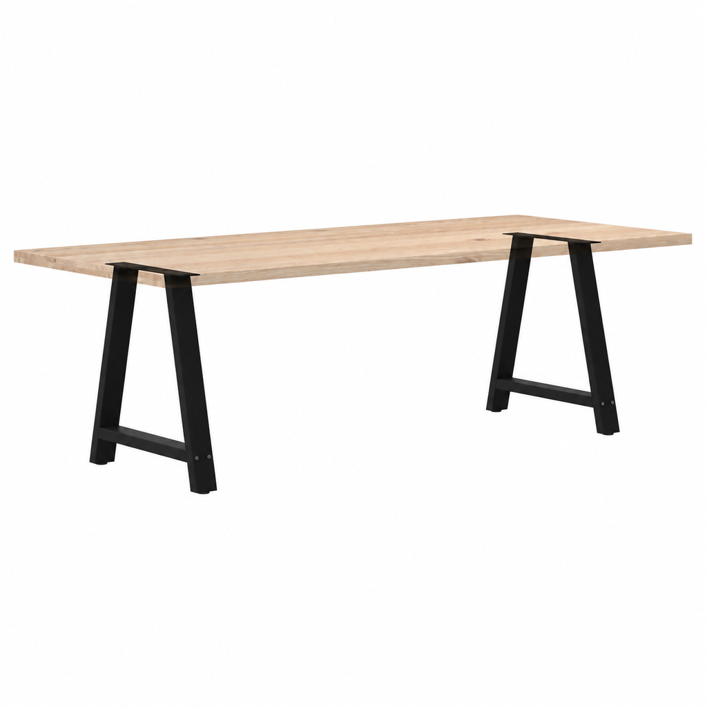 Pieds de table à manger en A en acier noir, lot de 2, 80 × 72 cm, avec un plateau en bois
