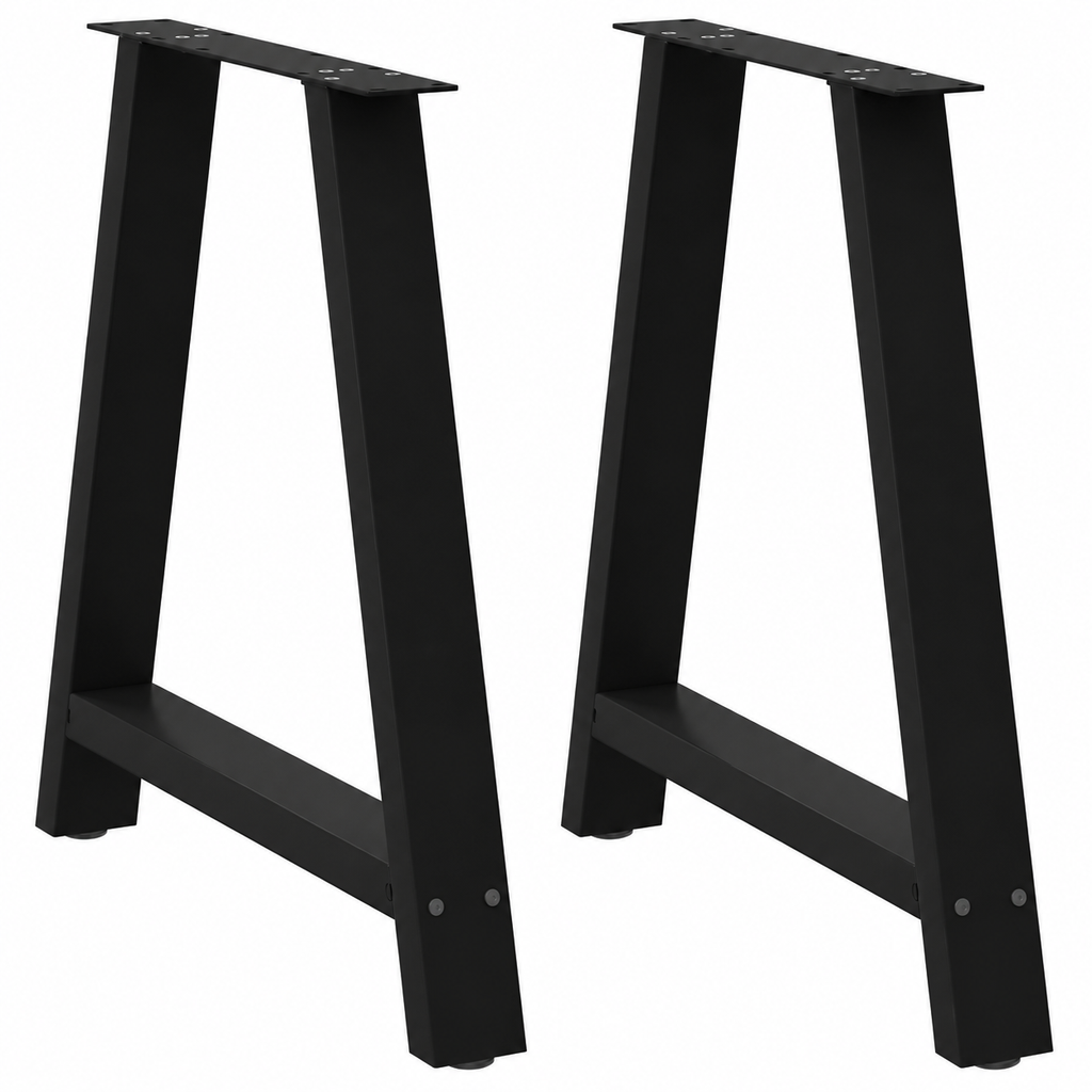 Pieds de table à manger en A en acier noir, lot de 2, 80 × 72 cm, vue de face