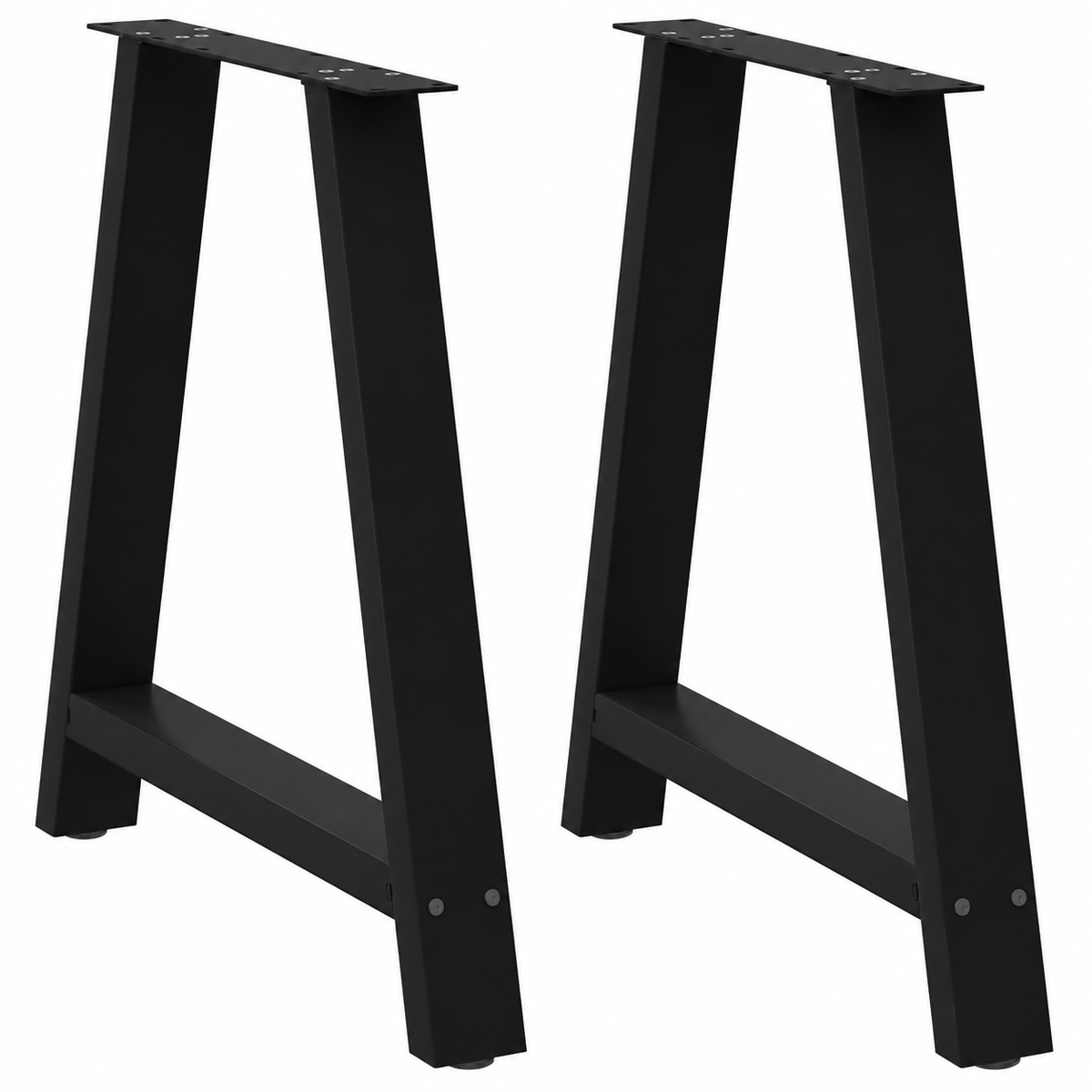 Pieds de table à manger en A en acier noir, lot de 2, 80 × 72 cm, vue de face