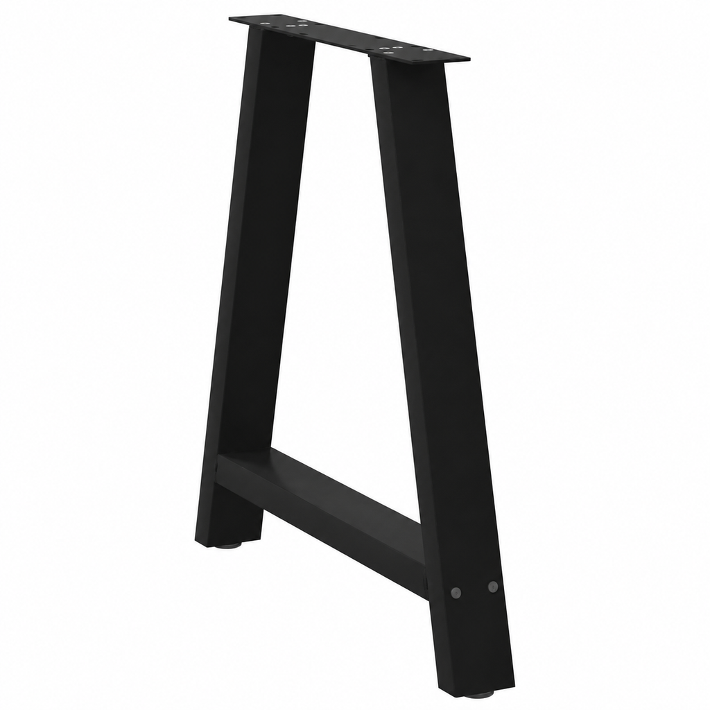 Pieds de table à manger en A en acier noir, lot de 2, 80 × 72 cm, vue de trois quarts