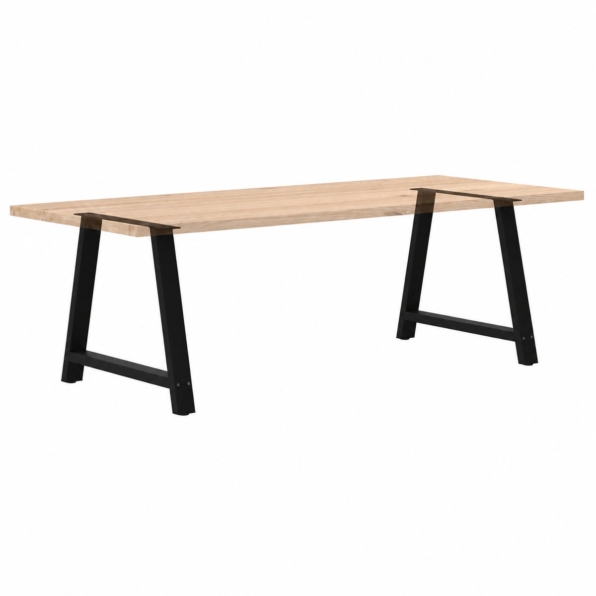 Pieds de table à manger en A en acier noir, lot de 2, 90 × 72 cm, avec un plateau en bois