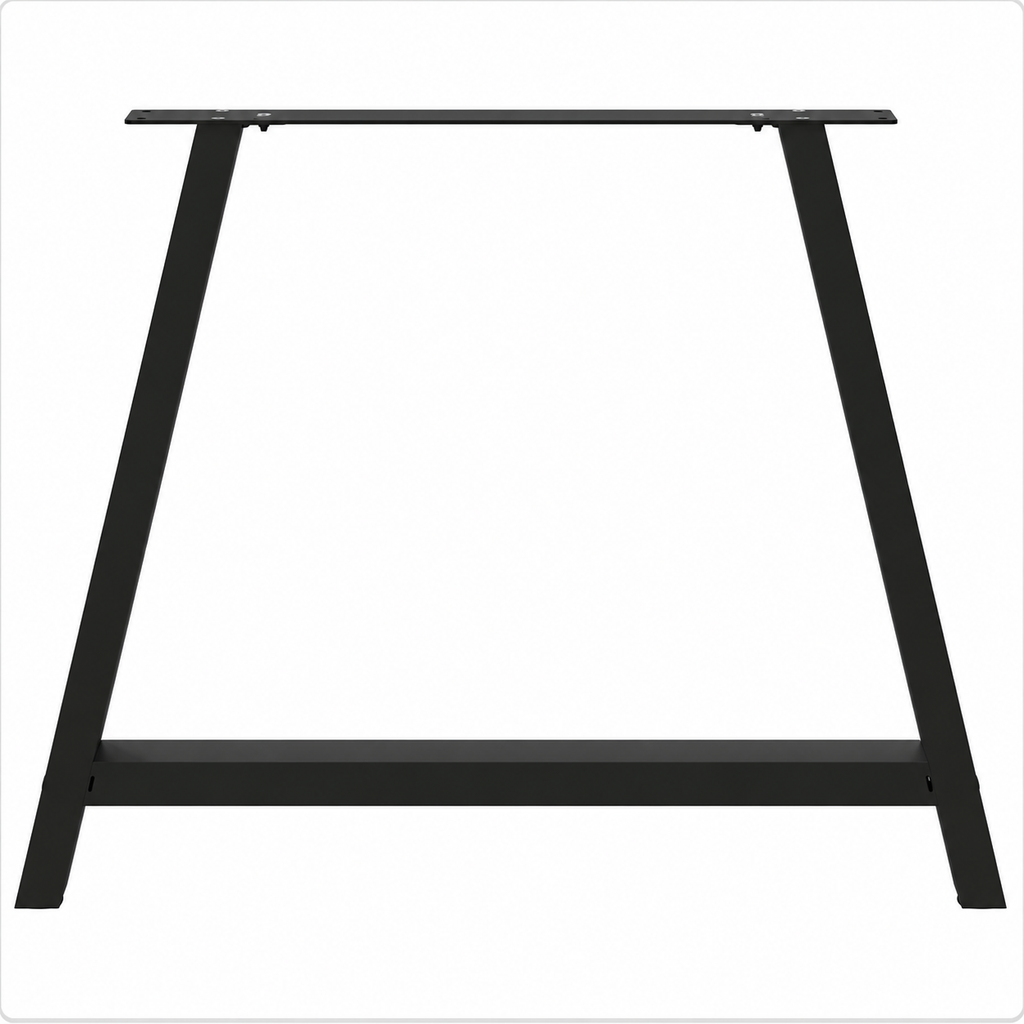 Pieds de table à manger en A en acier noir, lot de 2, 90 × 72 cm, un pied, vue de face