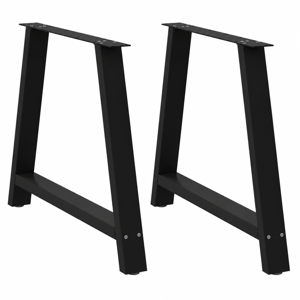 Pieds de table à manger en A en acier noir, lot de 2, 90 × 72 cm, vue de face