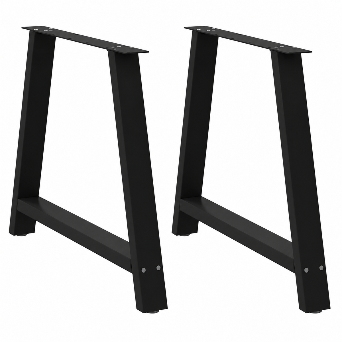 Pieds de table à manger en A en acier noir, lot de 2, 90 × 72 cm, vue de face