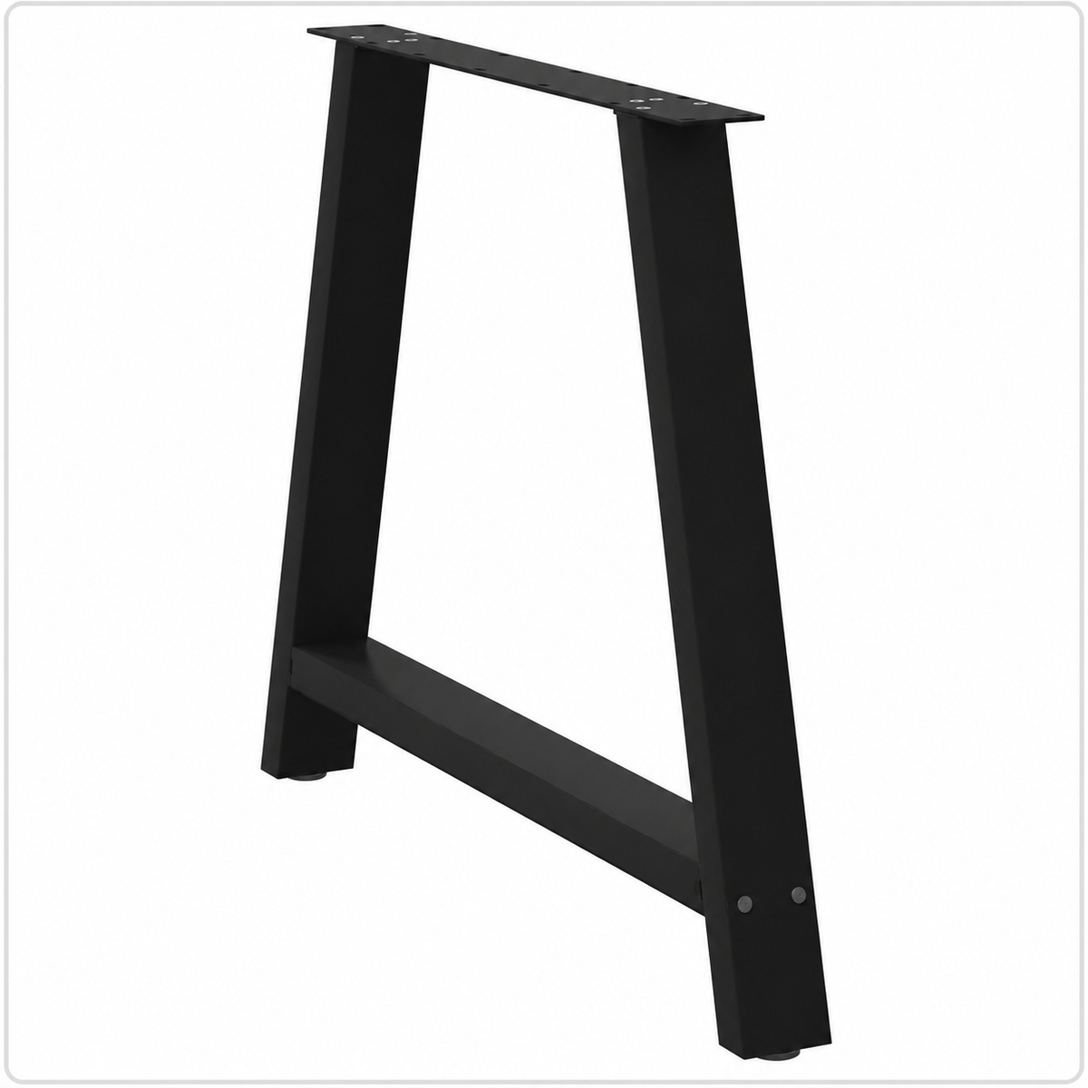 Pieds de table à manger en A en acier noir, lot de 2, 90 × 72 cm, vue de trois quarts