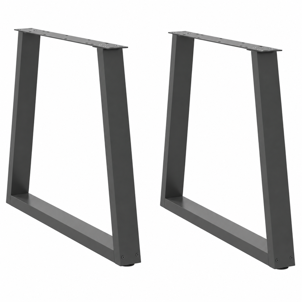 Pieds de table à manger en V en acier anthracite, lot de 2, 70 × 72 cm, vue de face