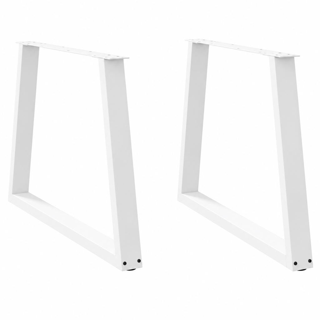 Pieds de table à manger en V en acier blanc, lot de 2, 100 × 72 cm, vue de face