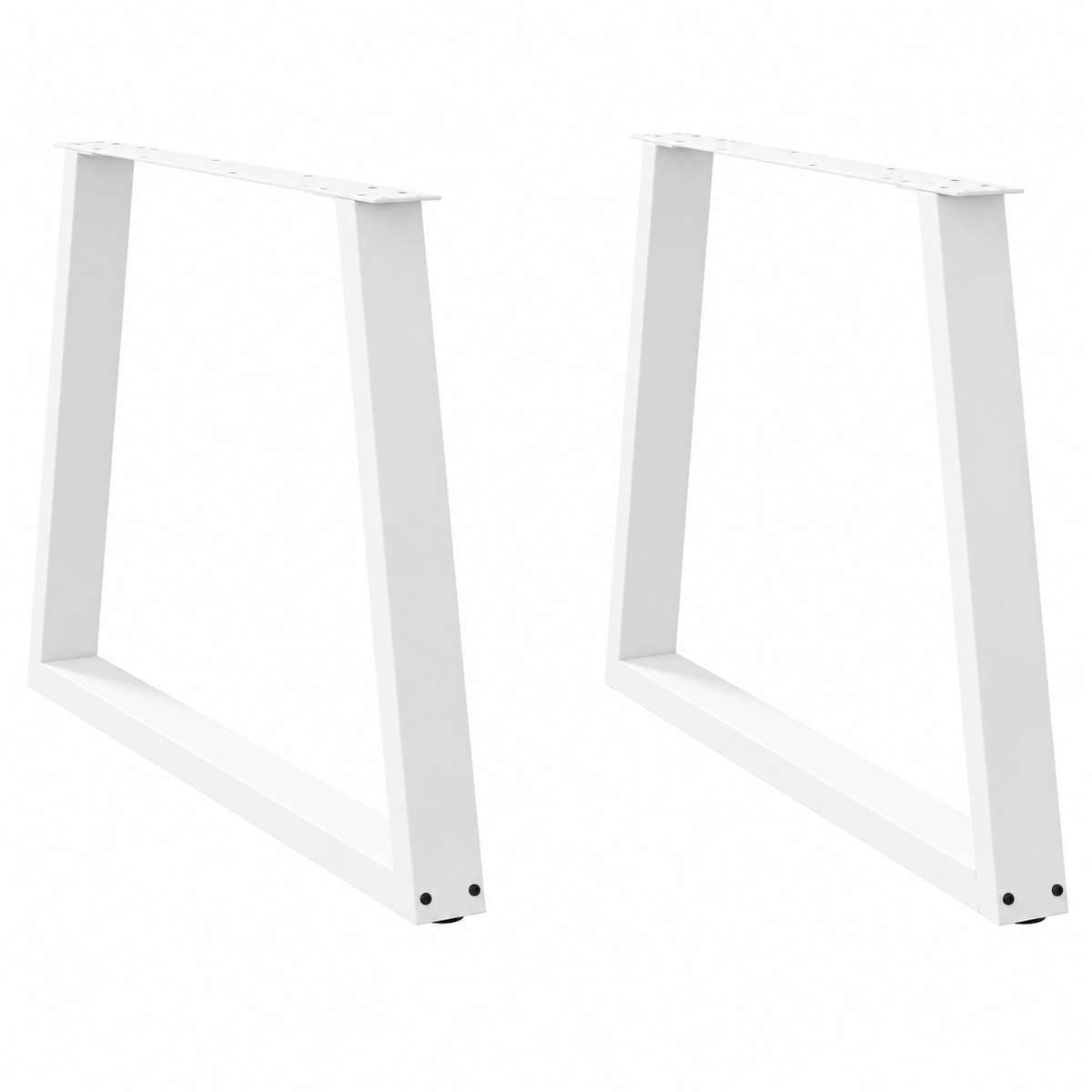 Pieds de table à manger en V en acier blanc, lot de 2, 100 × 72 cm, vue de face