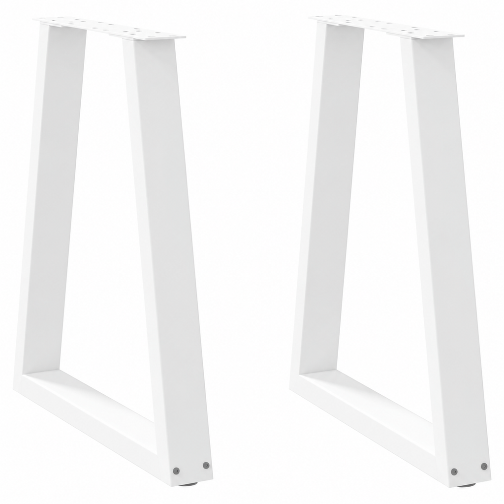 Pieds de table à manger en V en acier blanc, lot de 2, 50 × 72 cm, vue de face
