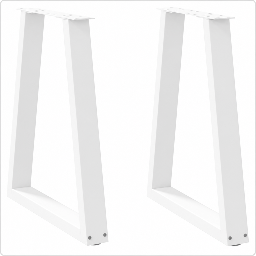 Pieds de table à manger en V en acier blanc, lot de 2, 60 × 72 cm, vue de face