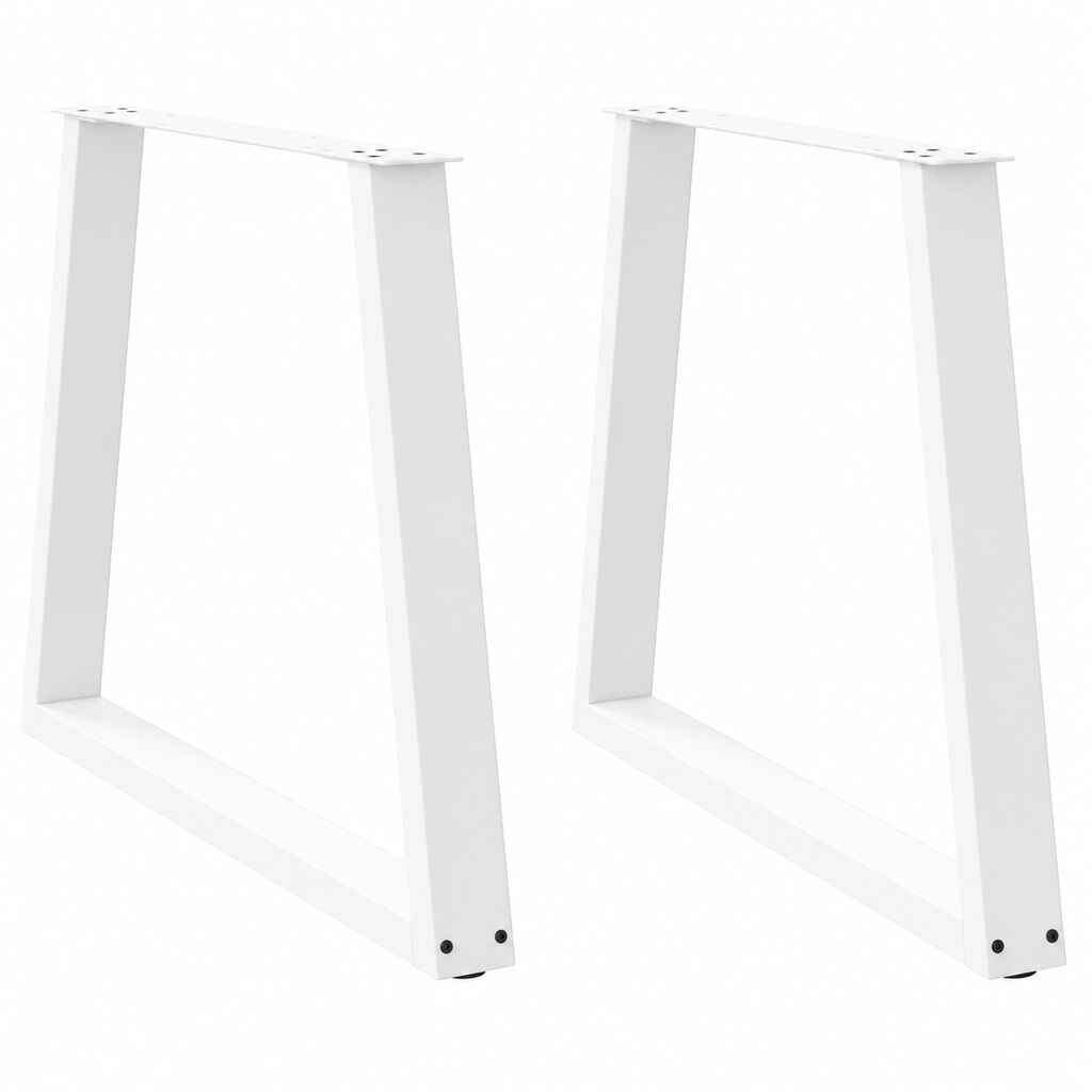 Pieds de table à manger en V en acier blanc, lot de 2, 70 × 72 cm, vue de face
