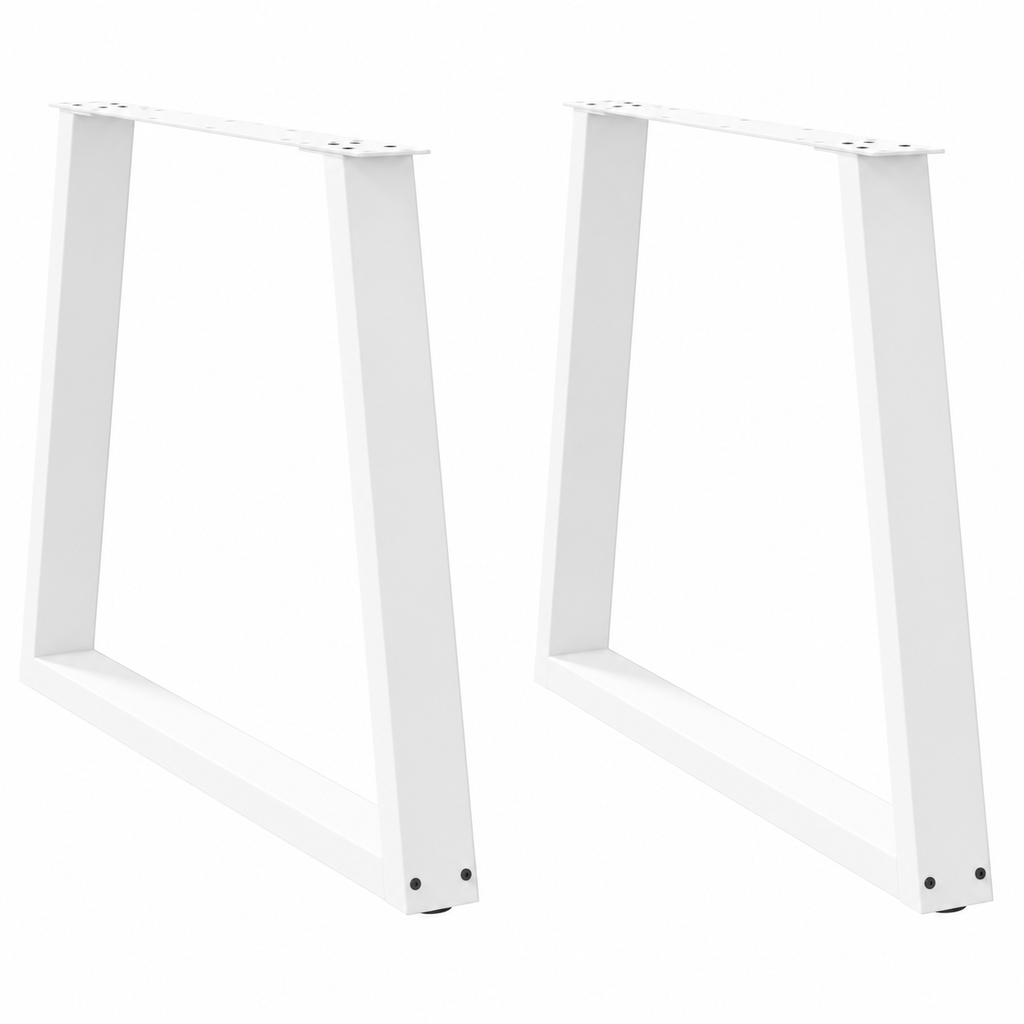 Pieds de table à manger en V en acier blanc, lot de 2, 80 × 72 cm, vue de face