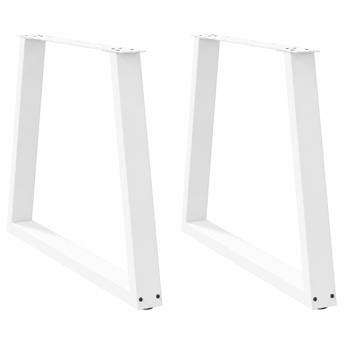 Pieds de table à manger en V en acier blanc, lot de 2, 80 × 72 cm, vue de face