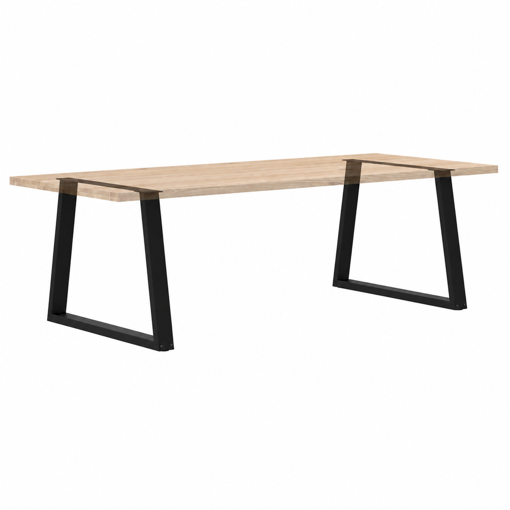 Pieds de table à manger en V en acier noir, lot de 2, 100 × 72 cm, avec un plateau en bois