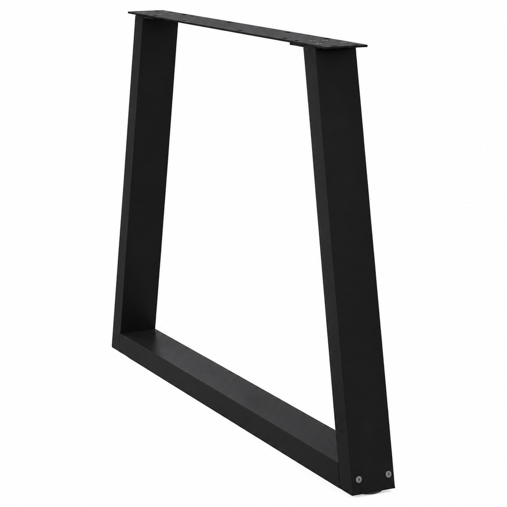 Pieds de table à manger en V en acier noir, lot de 2, 100 × 72 cm, vue de trois quarts