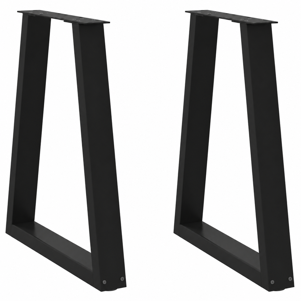 Pieds de table à manger en V en acier noir, lot de 2, 50 × 72 cm, vue de face