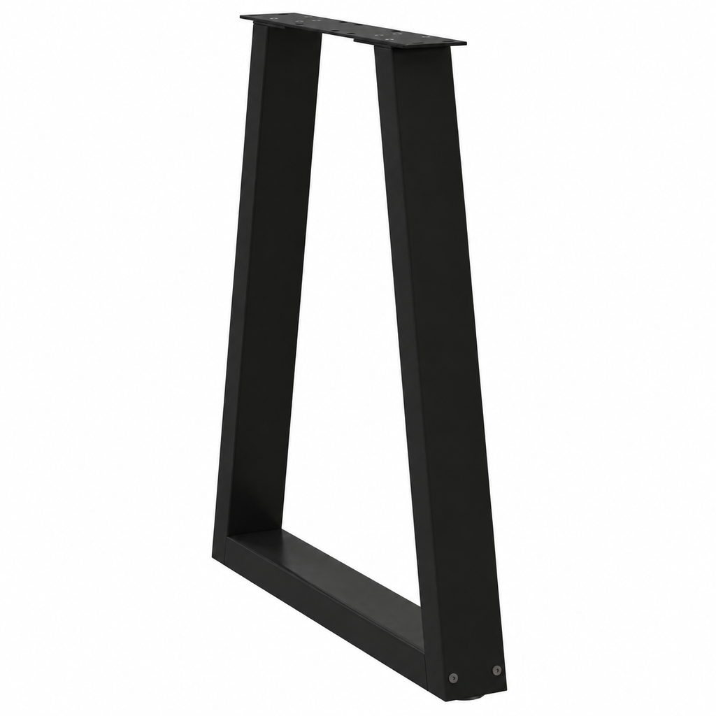 Pieds de table à manger en V en acier noir, lot de 2, 50 × 72 cm, vue de trois quarts
