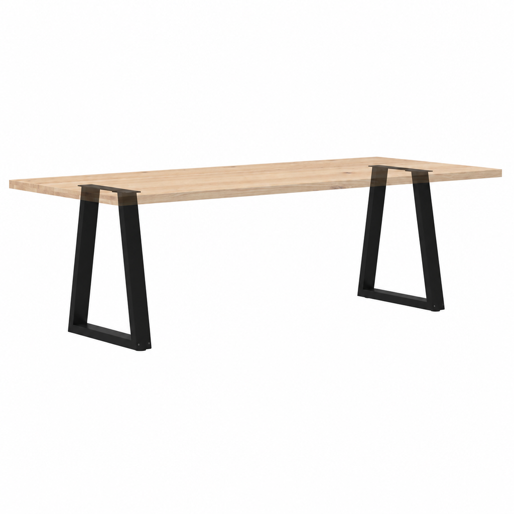 Pieds de table à manger en V en acier noir, lot de 2, 60 × 72 cm, avec un plateau en bois