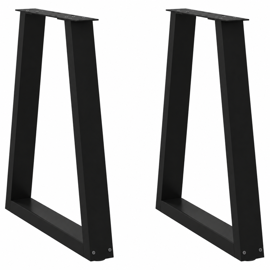 Pieds de table à manger en V en acier noir, lot de 2, 60 × 72 cm, vue de face