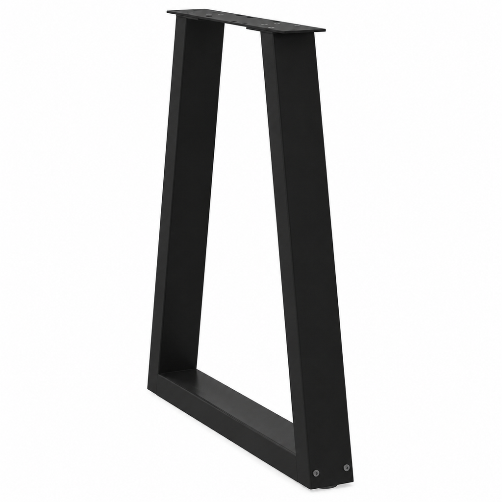 Pieds de table à manger en V en acier noir, lot de 2, 60 × 72 cm, vue de trois quarts