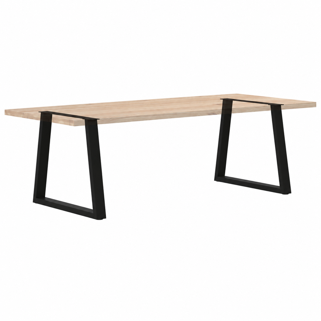 Pieds de table à manger en V en acier noir, lot de 2, 80 × 72 cm, avec un plateau en bois