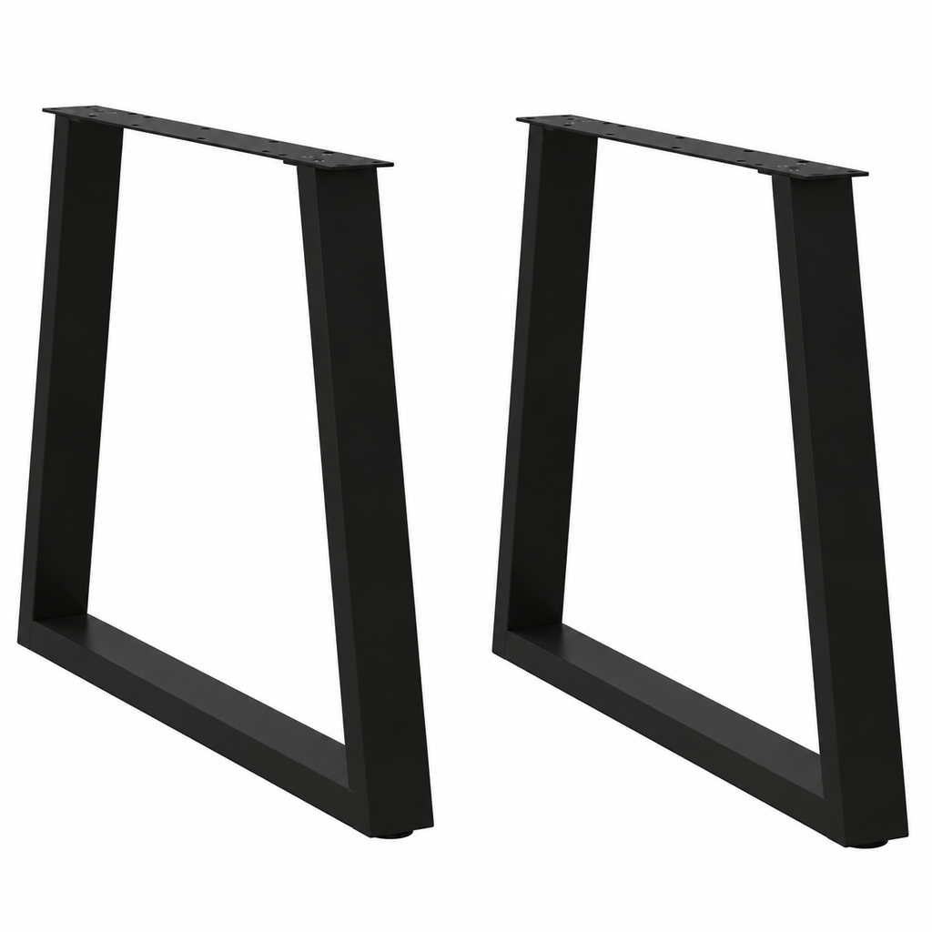 Pieds de table à manger en V en acier noir, lot de 2, 80 × 72 cm, vue de face